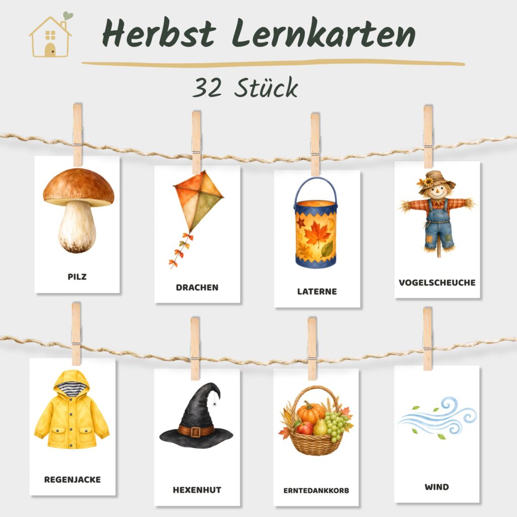 Herbst Lernkarten Kinder