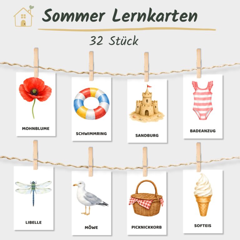 Sommer Lernkarten Kinder