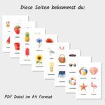 Sommer Lernkarten Kinder Druckvorlage