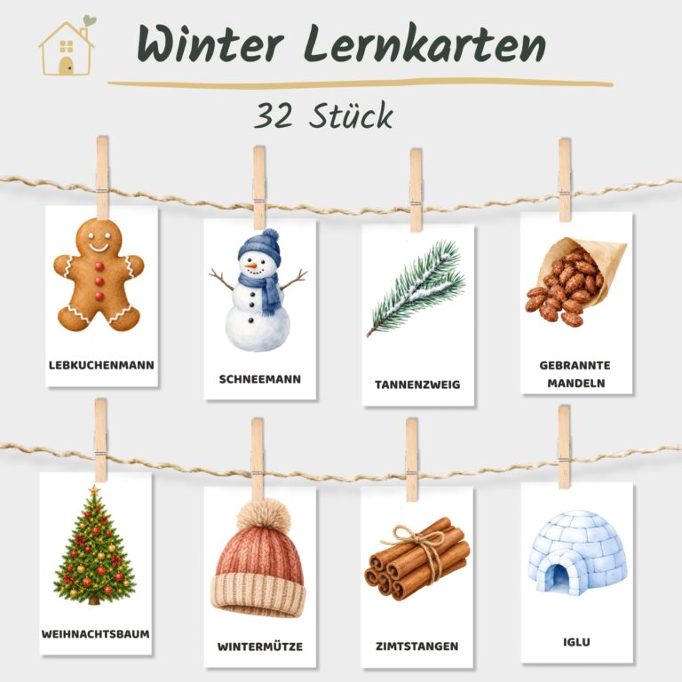 Winter Lernkarten für Kinder