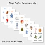 Winter Lernkarten für Kinder Druckvorlage