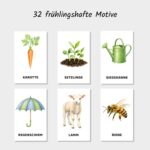 frühlingshafte Lernkarten für Kinder